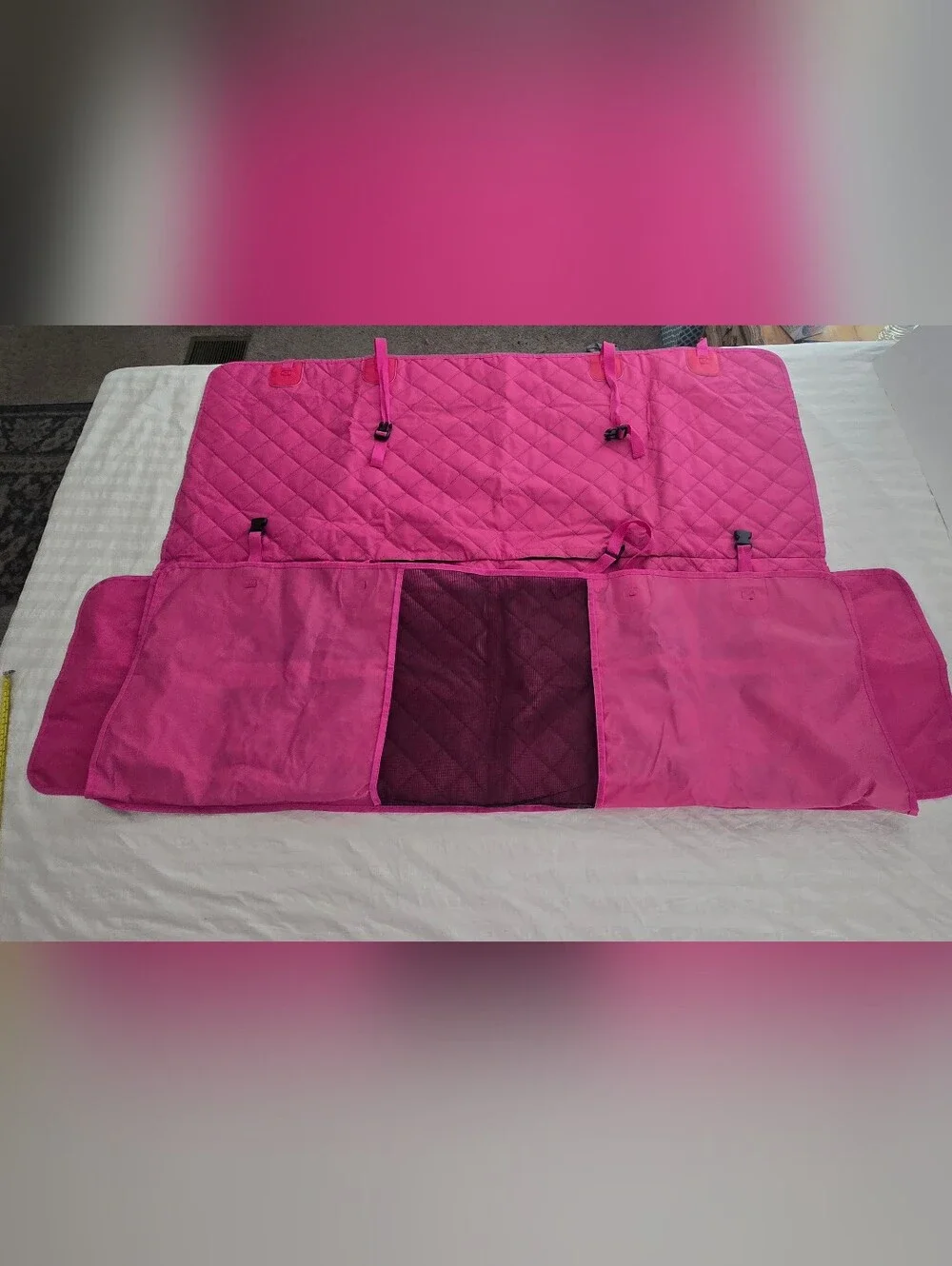 Pet Travel Seat Cover for Cars - Pink Quilted Dog Carrier Mat